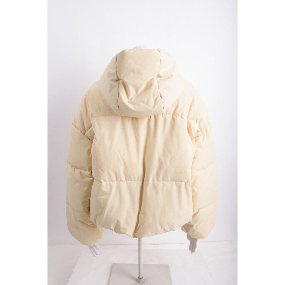 Zara Womans Jacket Puffer Coat Quilted Size S Ecru Beige Hooded 4432/705 NWT - Picture 5 of 6